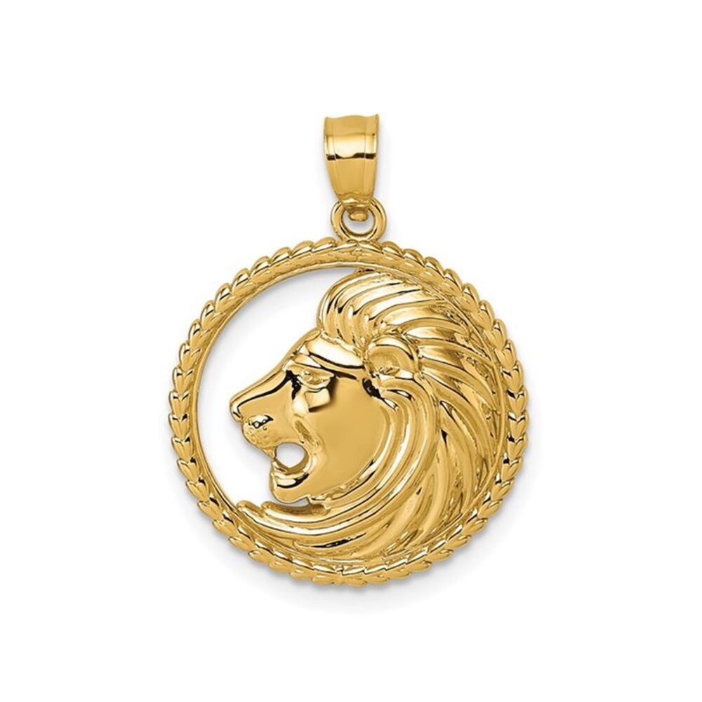 14K Yellow Gold Polished Lion with Mane Charm Pendant (NO CHAIN)